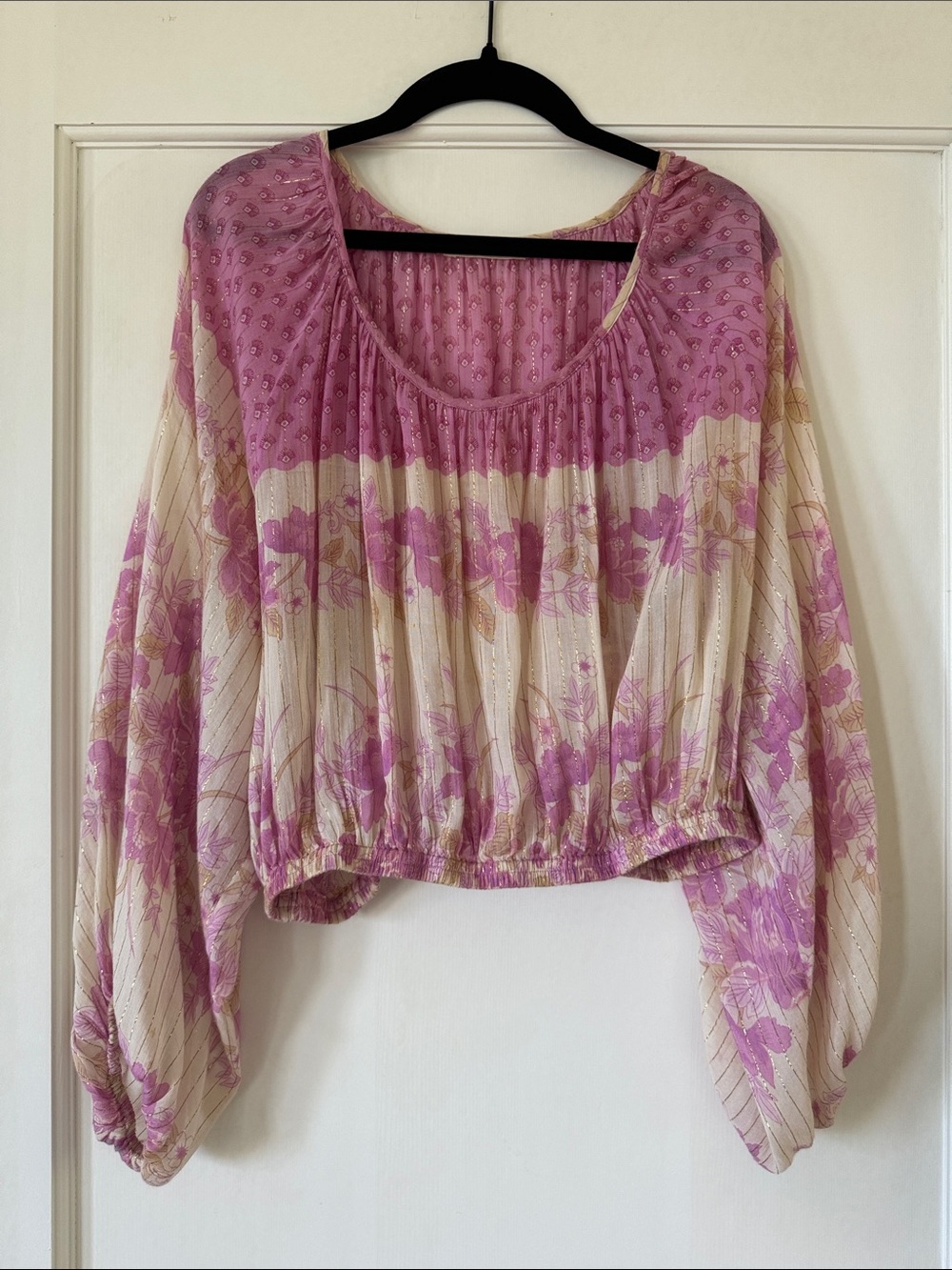 spell and the gypsy coconut lei pink crop blouse large